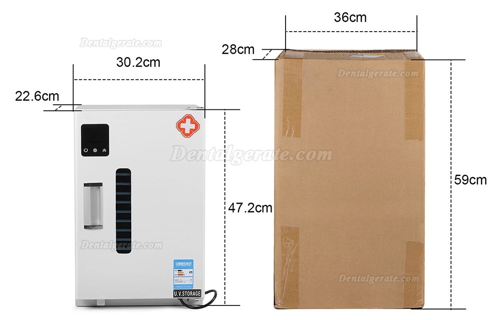 27-Liter-Dentaldesinfektionsschrank mit UV-Ozon-Sterilisator, Touchscreen und Timer